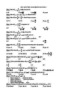 Toán 12 - Câu hỏi trắc nghiệm ôn chương I